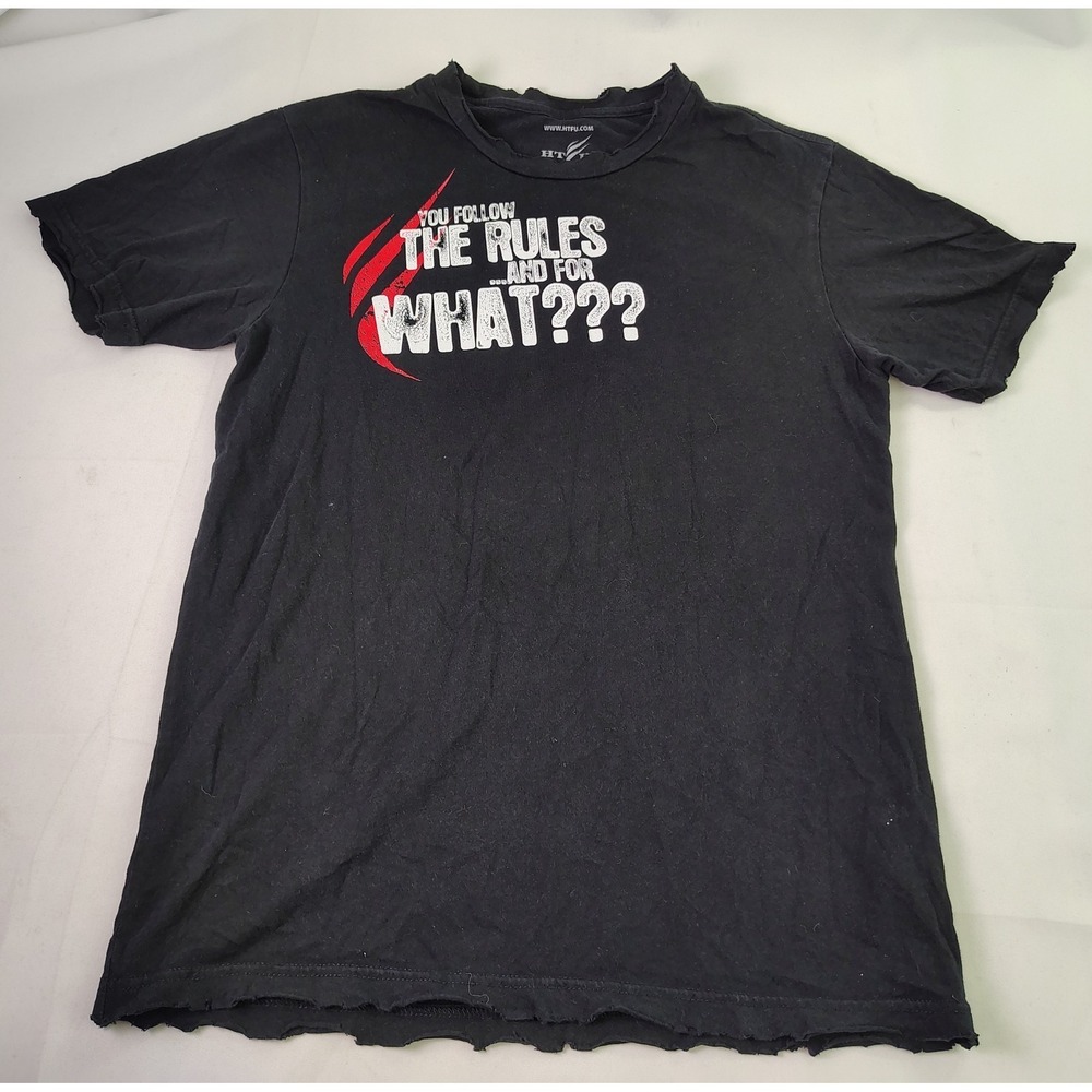HTFU Rules For‎ What Break Them Graphic Workout Gym T Shirt Black Small USA Made